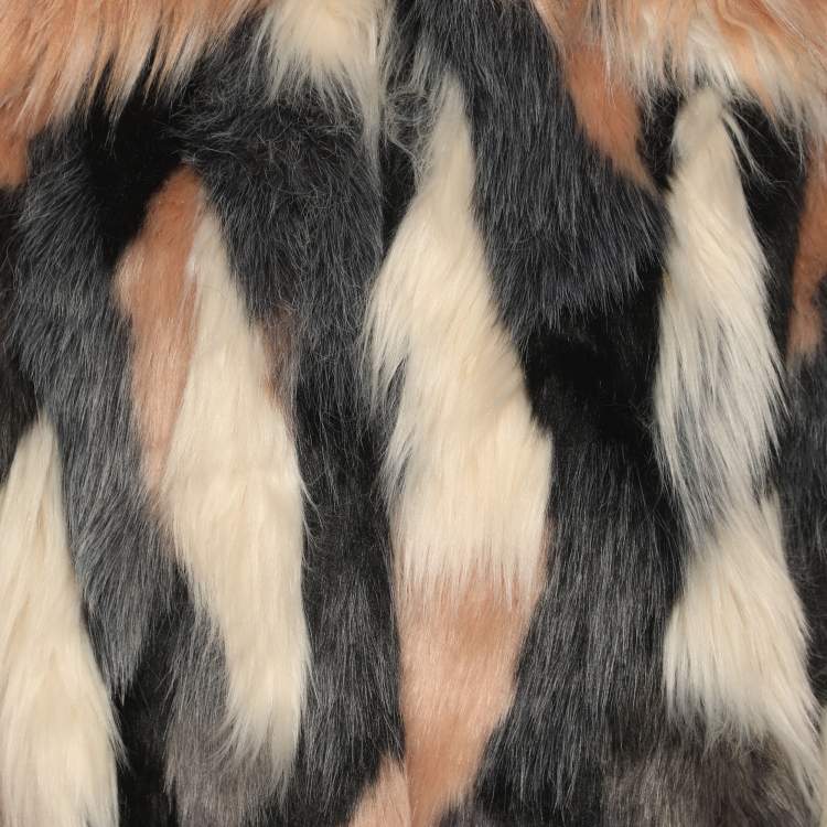 Pre Owned Elisabetta Franchi Multicolor Faux Fur Jacket S