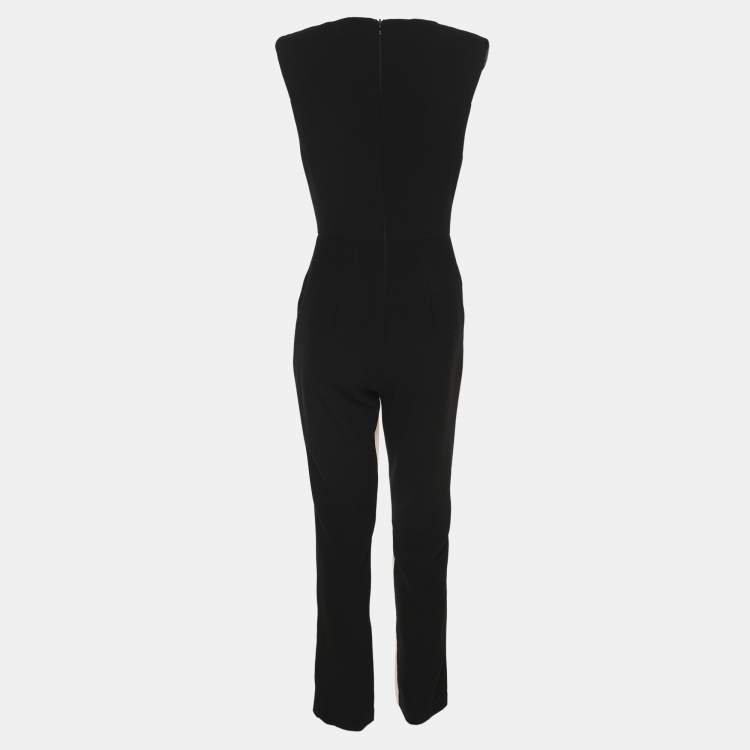 Pre Owned Elisabetta Franchi Black/Cream Crepe Jumpsuit S
