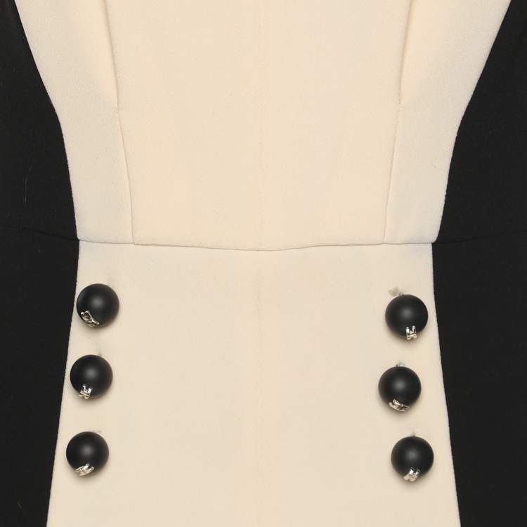 Pre Owned Elisabetta Franchi Black/Cream Crepe Jumpsuit S