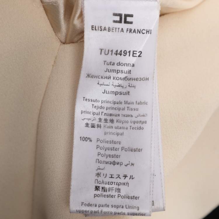 Pre Owned Elisabetta Franchi Black/Cream Crepe Jumpsuit S