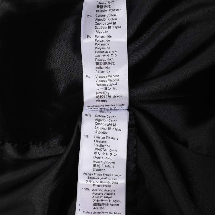 Pre Owned Elisabetta Franchi Black Wool Blend Fringes Buttoned Jacket S