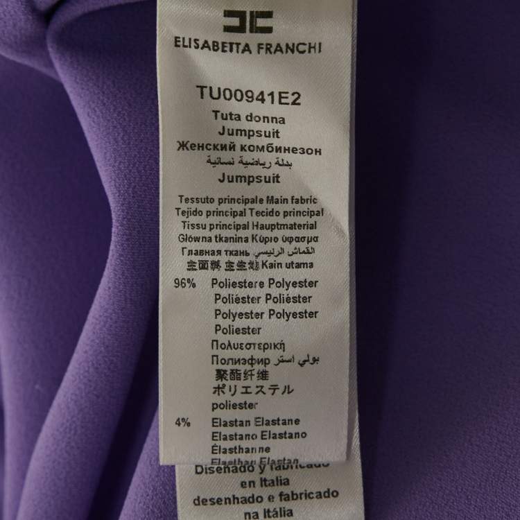 Pre Owned Elisabetta Franchi Purple Double Layer Crepe Jumpsuit L