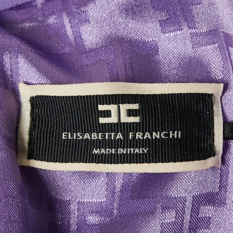 Pre Owned Elisabetta Franchi Purple Double Layer Crepe Jumpsuit L