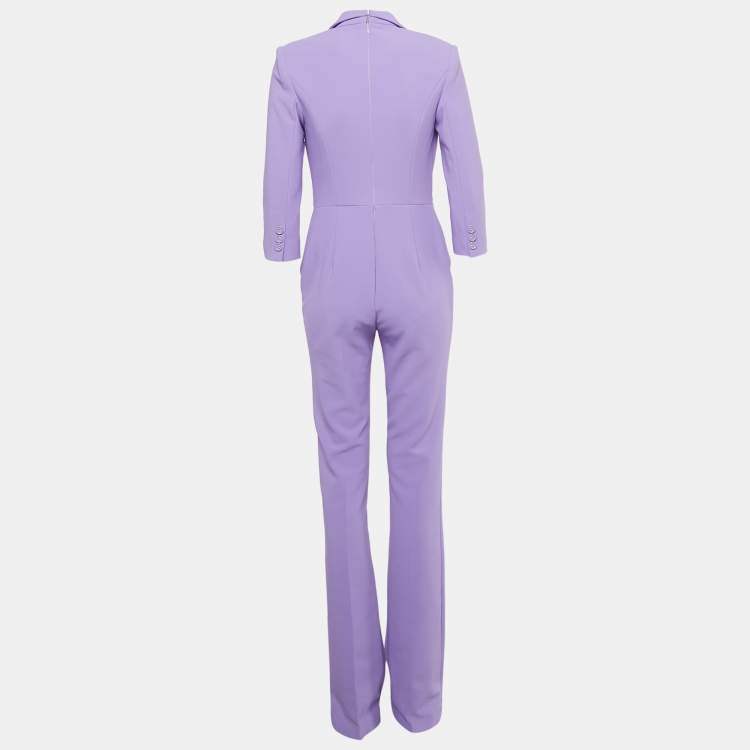 Pre Owned Elisabetta Franchi Purple Double Layer Crepe Jumpsuit L