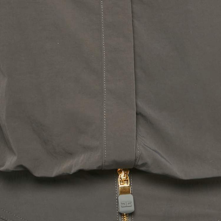 Pre Owned Elisabetta Franchi Grey Synthetic Crop Top & Trousers Set M