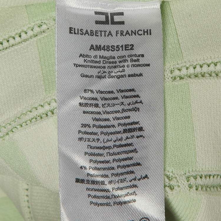 Pre Owned Elisabetta Franchi Green Knit Ruffled Mini Dress M