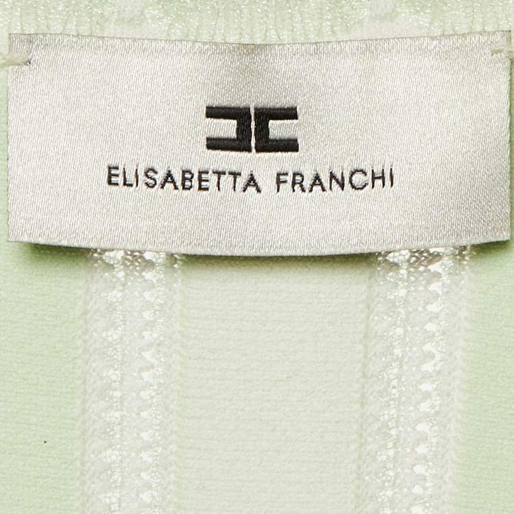 Pre Owned Elisabetta Franchi Green Knit Ruffled Mini Dress M