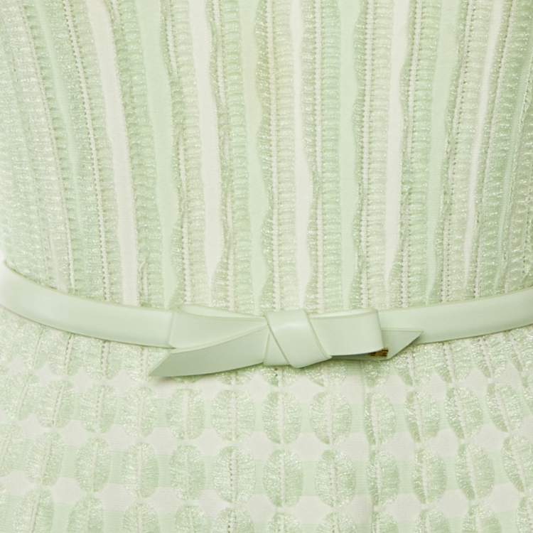 Pre Owned Elisabetta Franchi Green Knit Ruffled Mini Dress M