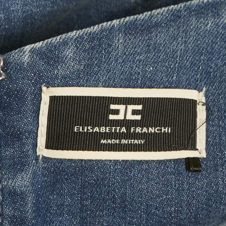 Pre Owned Elisabetta Franchi Denim Crop Top S 