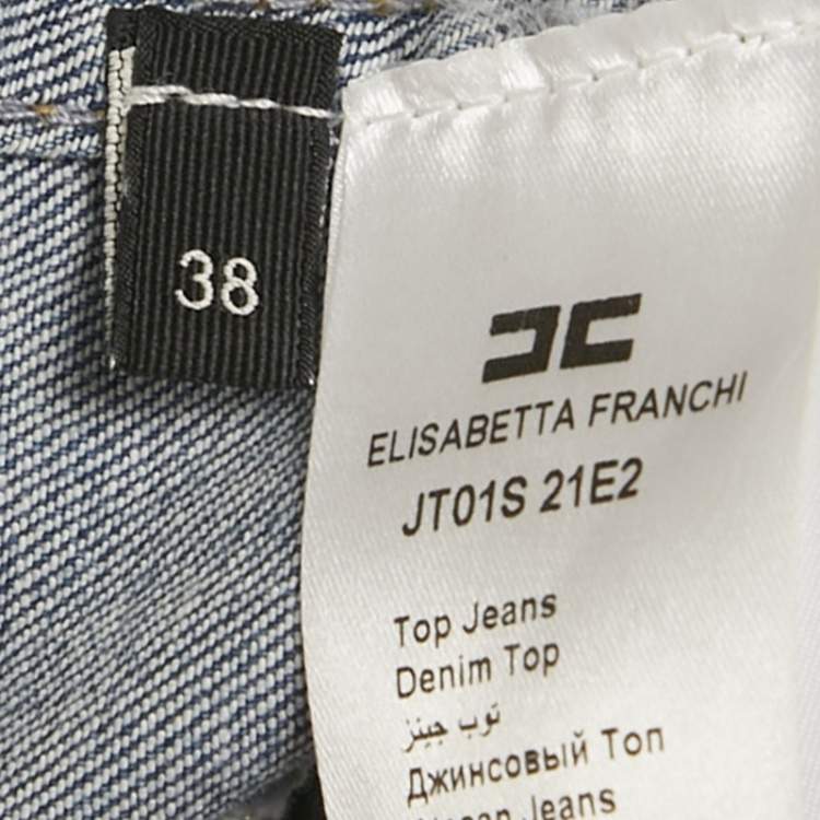 Pre Owned Elisabetta Franchi Denim Crop Top S 