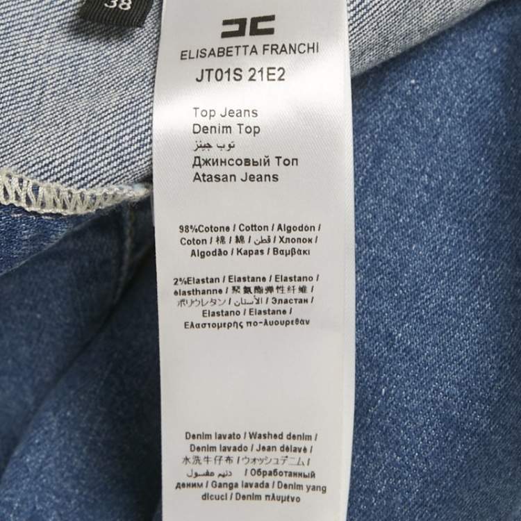 Pre Owned Elisabetta Franchi Denim Crop Top S 
