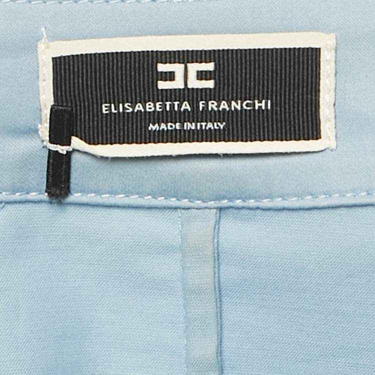 Pre Owned Elisabetta Franchi Blue Stretch Crepe Wrap Top M