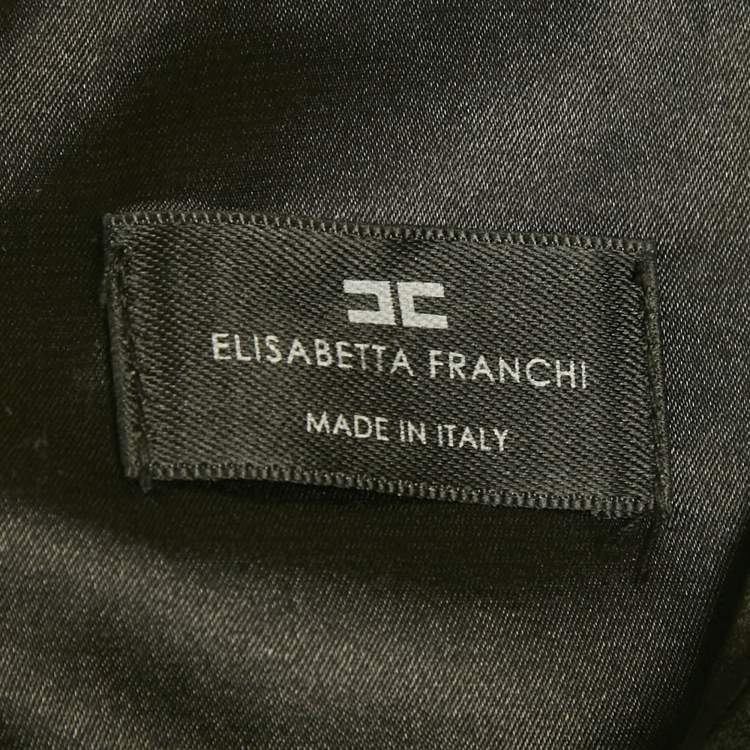 Pre Owned Elisabetta Franchi Black Beaded Crepe Short Dress S