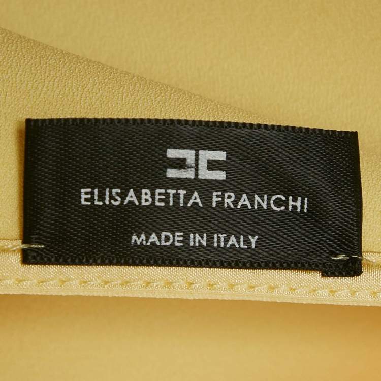 Pre Owned Elisabetta Franchi Yellow Crepe Ruffled High-Low Top S