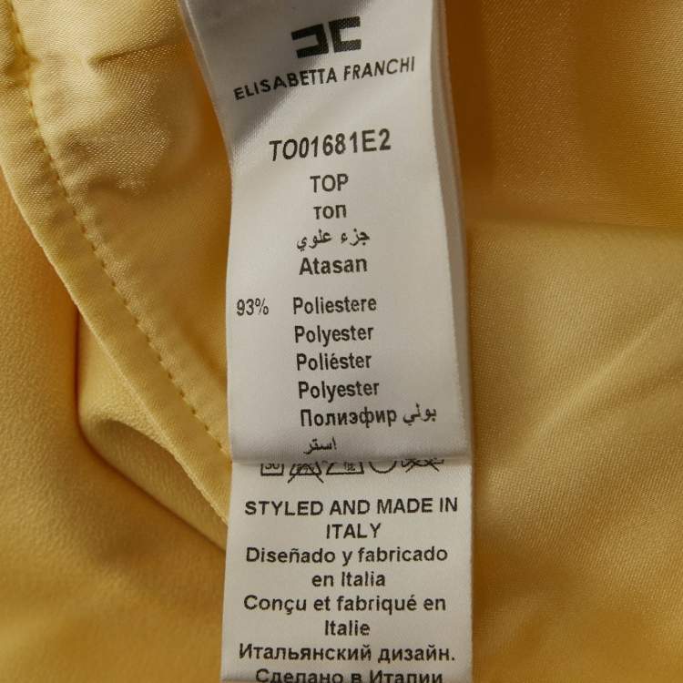 Pre Owned Elisabetta Franchi Yellow Crepe Ruffled High-Low Top S