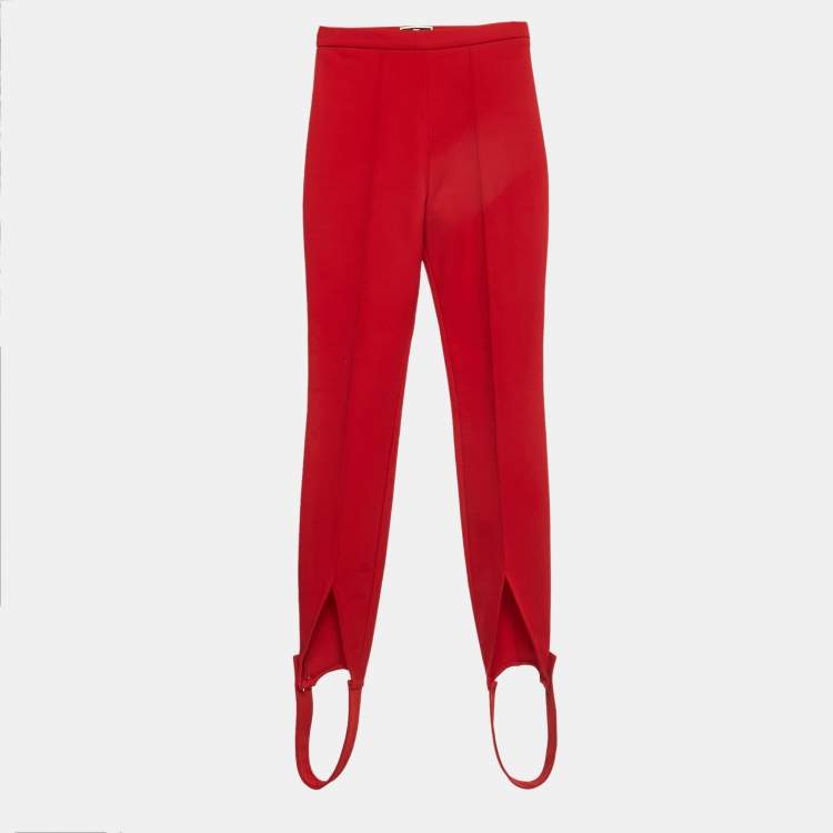 Pre Owned Elisabetta Franchi Red Stretch Gabardine Stirrup Pants S