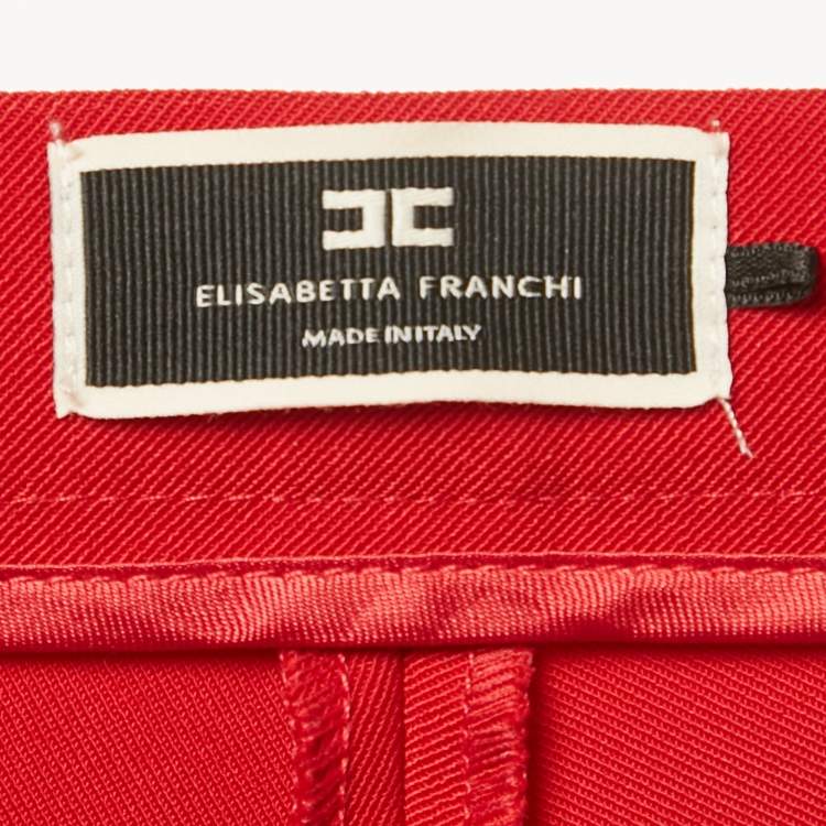 Pre Owned Elisabetta Franchi Red Stretch Gabardine Stirrup Pants S