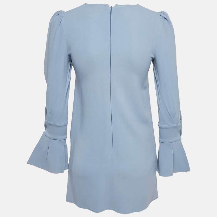 Pre Owned Elisabetta Franchi Powder Blue Crepe Mini Dress M