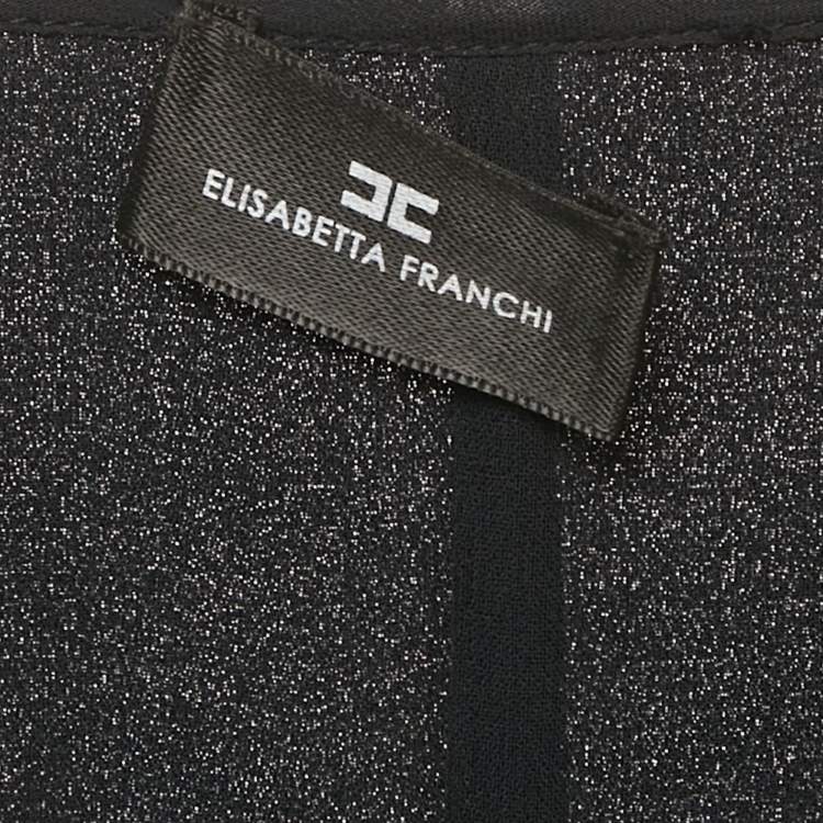 Pre Owned Elisabetta Franchi Black Tulle Embellished Mini Dress M