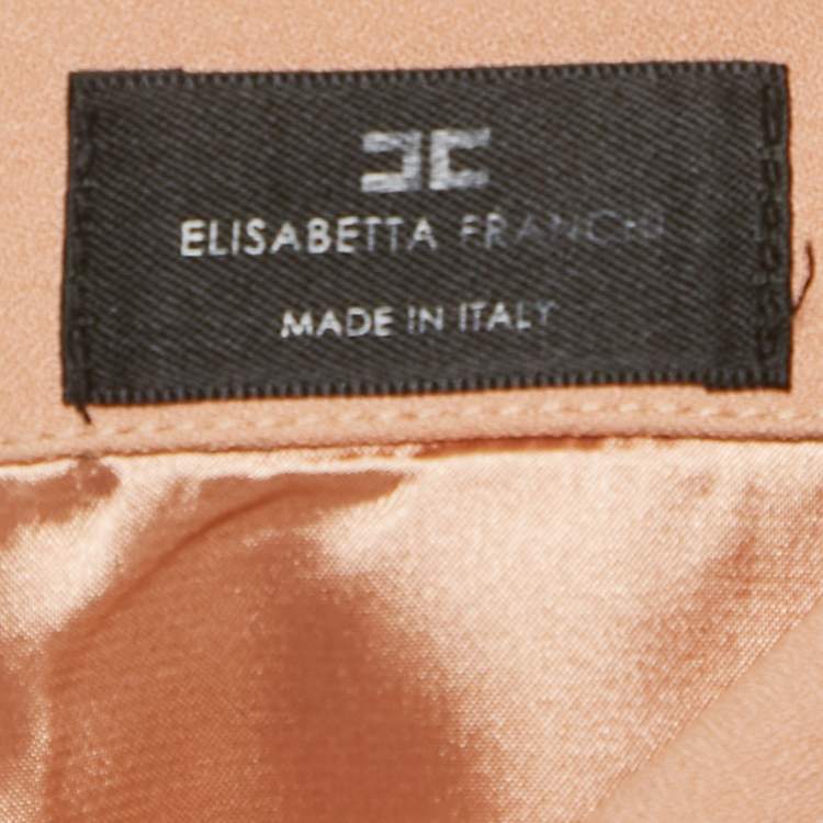 Pre Owned Elisabetta Franchi Salmon Pink Crepe Shoulder Padded Mini Dress S