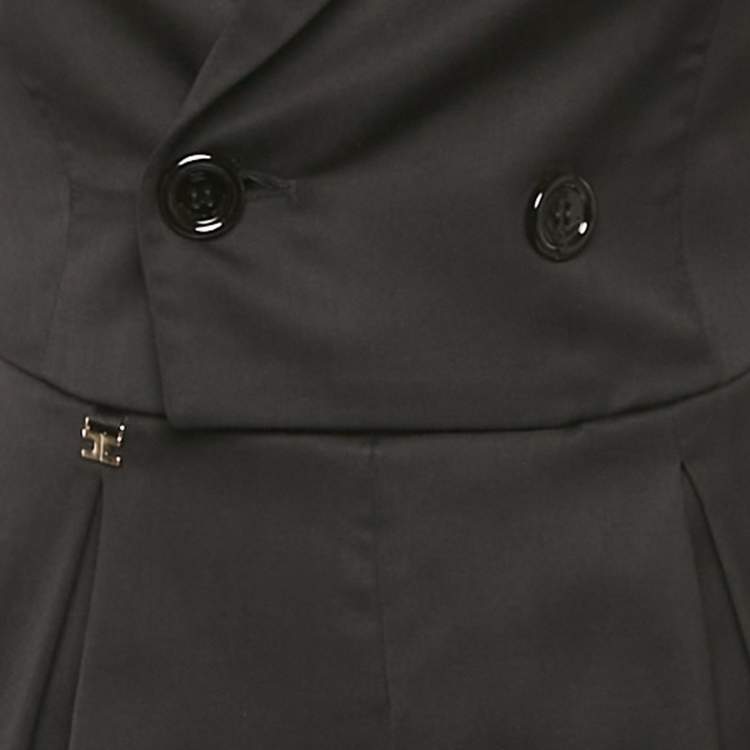 Pre Owned Elisabetta Franchi Black Wool Crepe Double Breasted Jumpsuit S