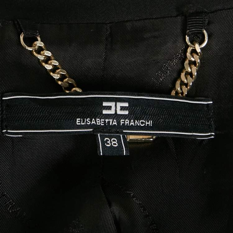 Pre Owned Elisabetta Franchi Black Wool Crepe Double Breasted Jumpsuit S