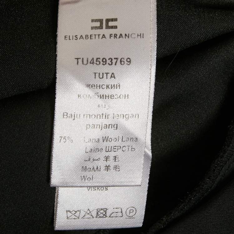 Pre Owned Elisabetta Franchi Black Wool Crepe Double Breasted Jumpsuit S