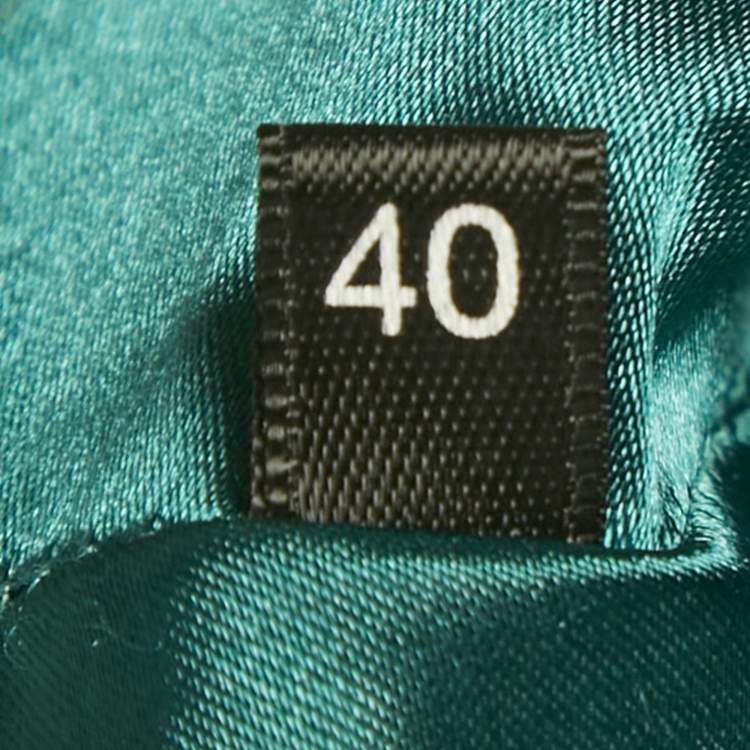 مملوكة مسبقًا Elisabetta Franchi Green Shimmering Crepe Belted Double Breasted Jacket M