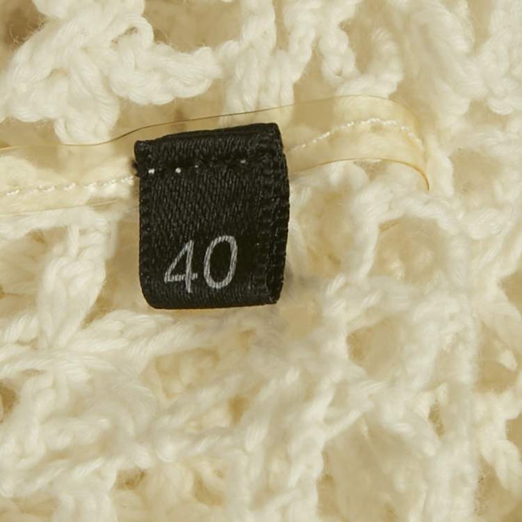 Pre Owned Elisabetta Franchi White Crochet Sheer Mini Dress S