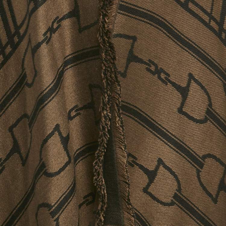 Pre Owned Elisabetta Franchi Brown Jacquard Cape One Size