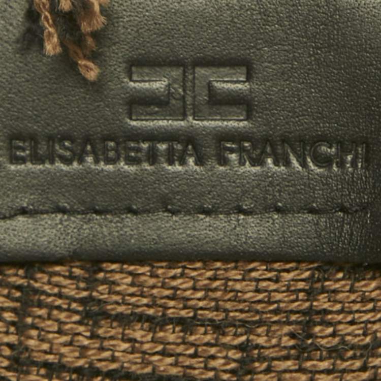 Pre Owned Elisabetta Franchi Brown Jacquard Cape One Size