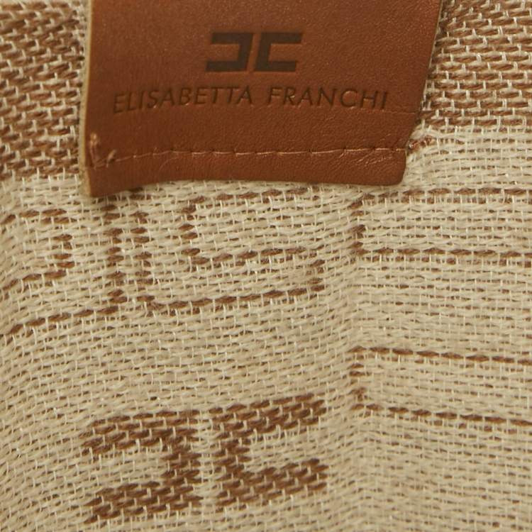 Pre Owned Elisabetta Franchi Beige Monogram Jacquard Cape One Size