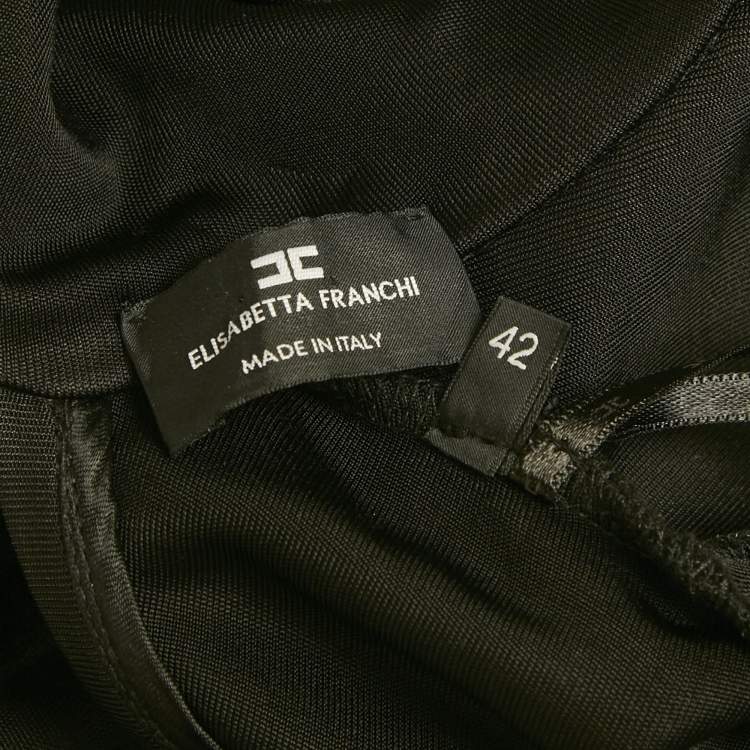 Pre Owned Elisabetta Franchi Black Jersey Open back Midi Dress M