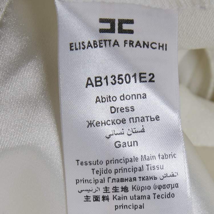 Pre Owned Elisabetta Franchi White Double Breasted Mini Dress S