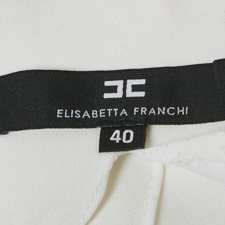 Pre Owned Elisabetta Franchi White Crepe Buckle Detail Shorts S
