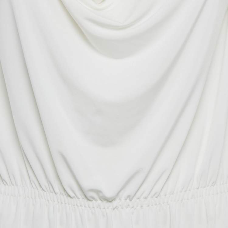 Pre Owned Elisabetta Franchi White Jersey Cinched Waist Tunic M