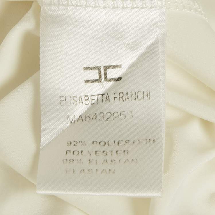 Pre Owned Elisabetta Franchi White Jersey Cinched Waist Tunic M
