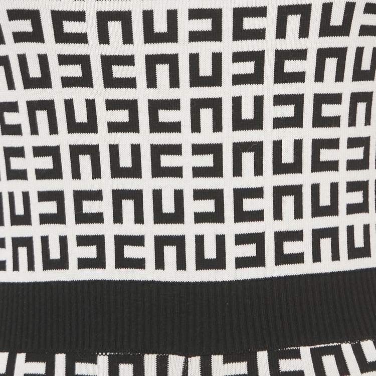 Pre Owned Elisabetta Franchi Monogram Stretch Knit Jumpsuit M