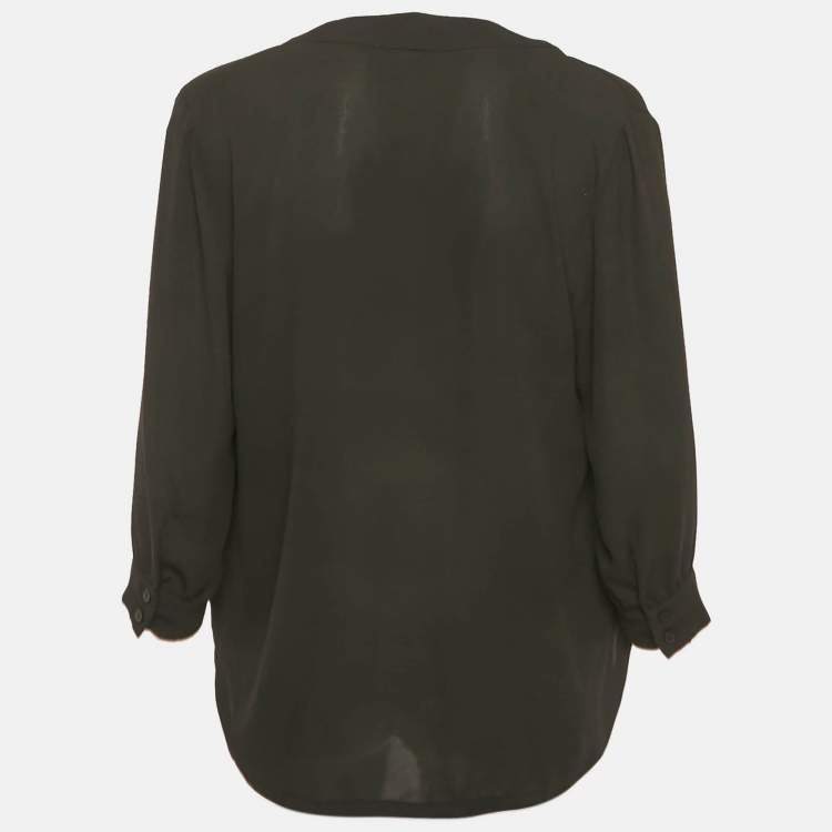 Pre Owned Elisabetta Franchi Black Plunging Neck Blouse L