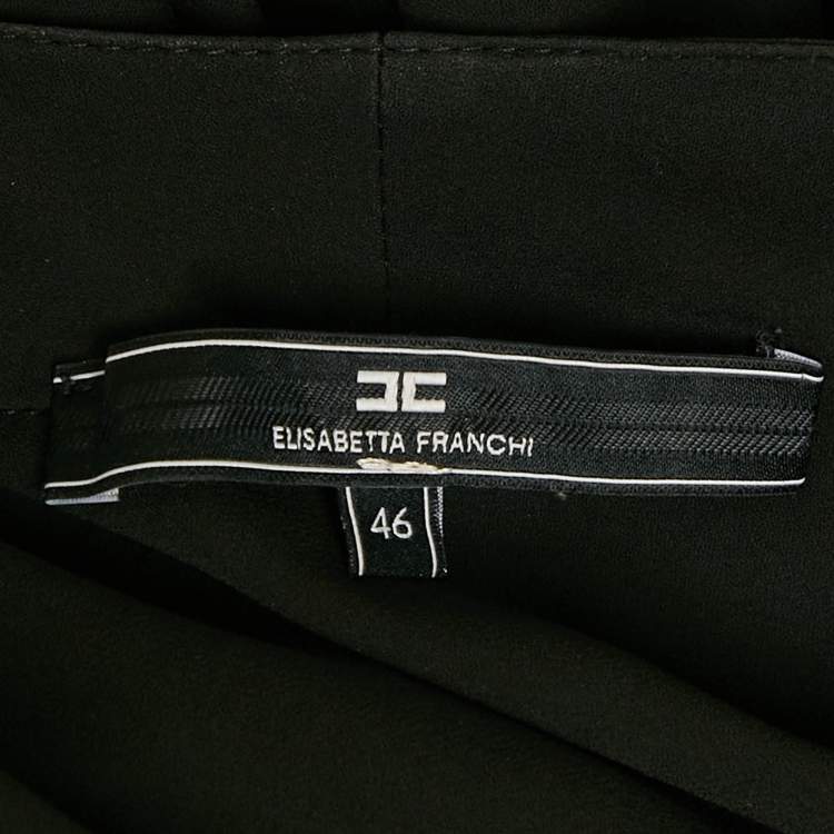 Pre Owned Elisabetta Franchi Black Plunging Neck Blouse L