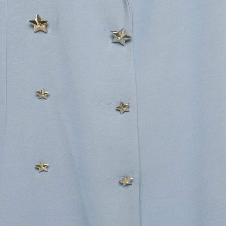 Pre Owned Elisabetta Franchi Blue Crepe Double Breasted Coat XL