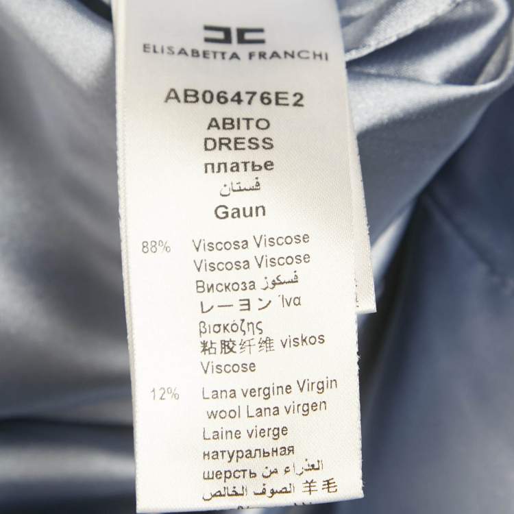 Pre Owned Elisabetta Franchi Blue Crepe Double Breasted Coat XL