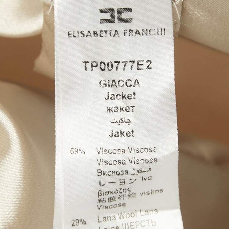 مملوكة مسبقًا Elisabetta Franchi Beige Wool Blend Double Breasted Blazer & Pant Suit L