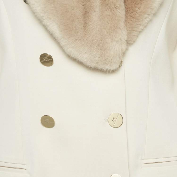 مملوكة مسبقًا Elisabetta Franchi Beige Wool Blend Double Breasted Blazer & Pant Suit L