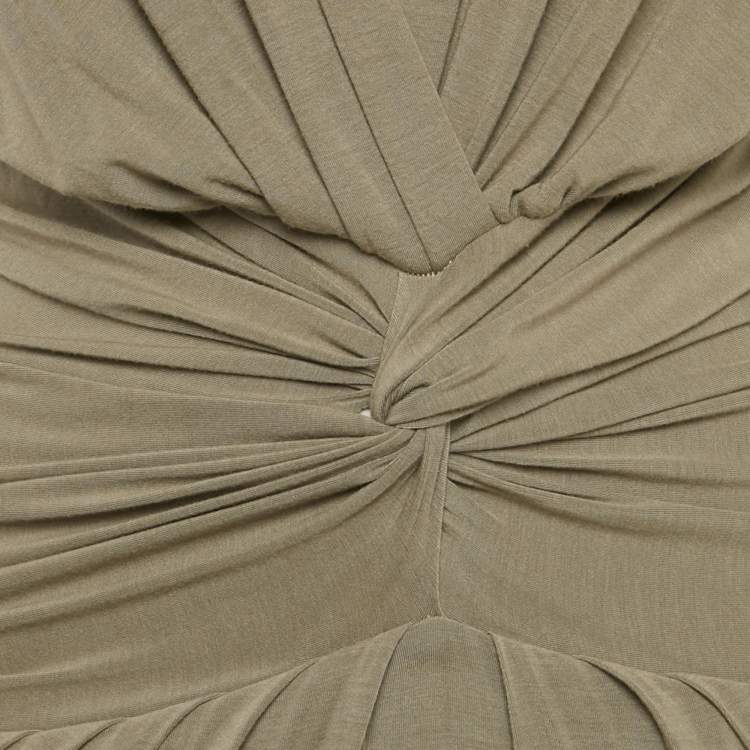 Pre Owned Elisabetta Franchi Grey Jersey Draped Short Dress M