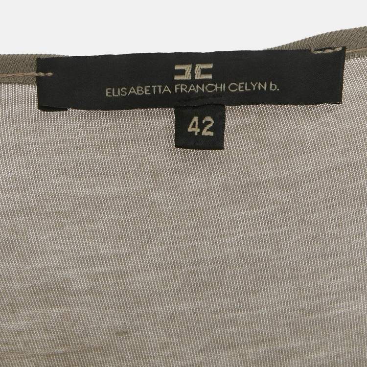 Pre Owned Elisabetta Franchi Grey Jersey Draped Short Dress M
