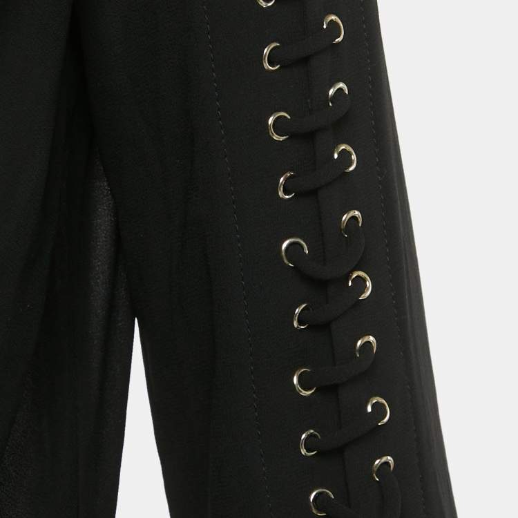 مملوكة مسبقًا Elisabetta Franchi Black Crepe Long Sleeve Bodysuit M