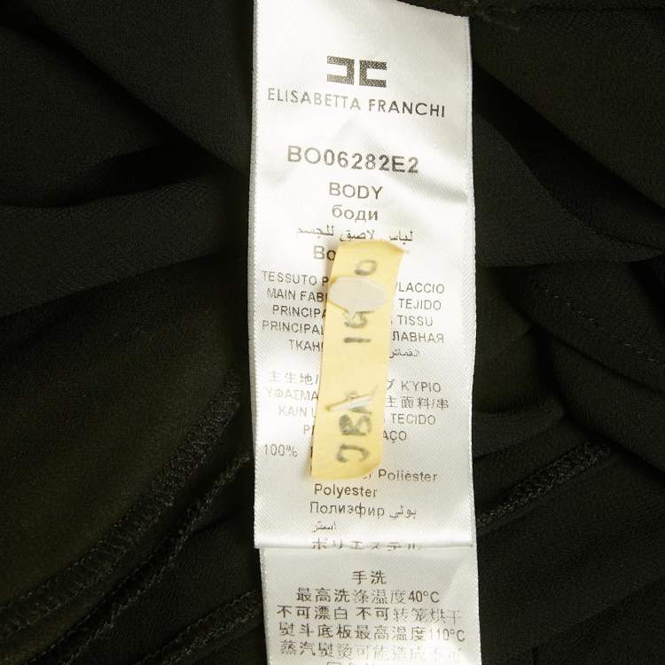 مملوكة مسبقًا Elisabetta Franchi Black Crepe Long Sleeve Bodysuit M