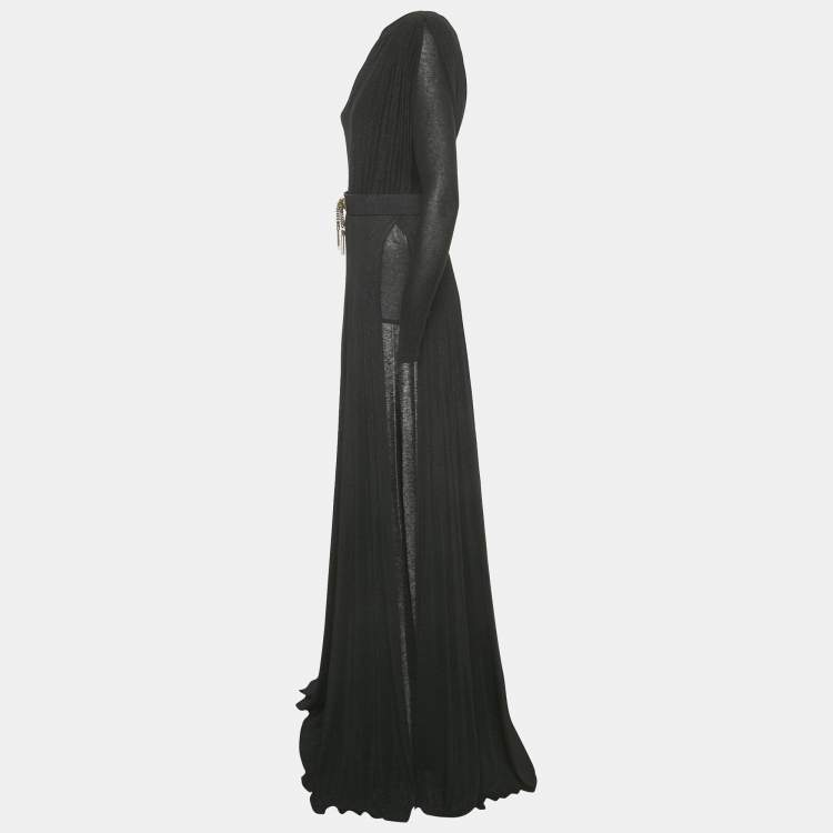 Pre Owned Elisabetta Franchi Black Jersey One Shoulder Maxi Dress S