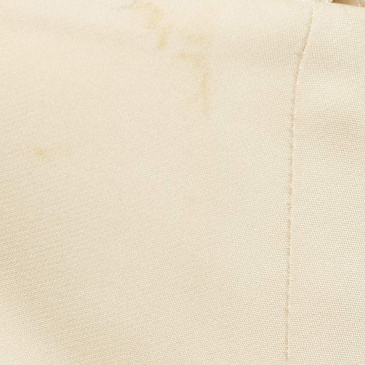 Pre Owned Elisabetta Franchi Beige Stretch Crepe Strapless Maxi Dress M